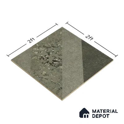 Patterned Wall & Floor Tile TL 06960   2 ft x 2 ft Vitrified Carving Matte Finish - 9 mm | Suitable for Living Room, Bedroom, Bathroom | Please Expect a Slight Variation of Pattern