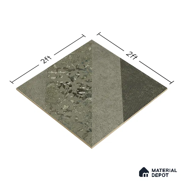 Patterned Wall & Floor Tile TL 06960 2 ft x 2 ft Vitrified Carving Matte Finish - 9 mm | Suitable for Living Room, Bedroom, Bathroom | Please Expect a Slight Variation of Pattern