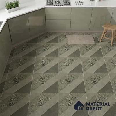 Patterned Wall & Floor Tile TL 06960   2 ft x 2 ft Vitrified Carving Matte Finish - 9 mm | Suitable for Living Room, Bedroom, Bathroom | Please Expect a Slight Variation of Pattern