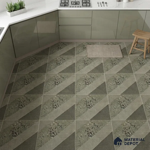 Patterned Wall & Floor Tile TL 06960 2 ft x 2 ft Vitrified Carving Matte Finish - 9 mm | Suitable for Living Room, Bedroom, Bathroom | Please Expect a Slight Variation of Pattern