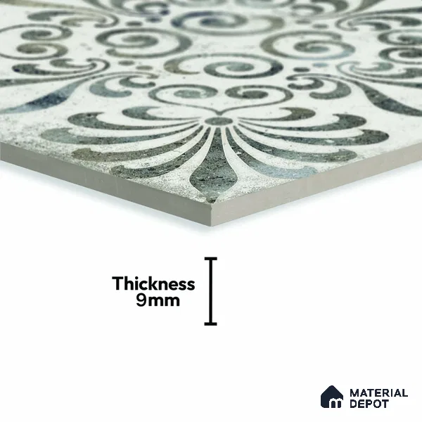 White Patterned Wall & Floor Tile TL 06963 2 ft x 2 ft Vitrified Carving Matte Finish - 9 mm | Suitable for Living Room, Bedroom, Bathroom | Please Expect a Slight Variation of Pattern