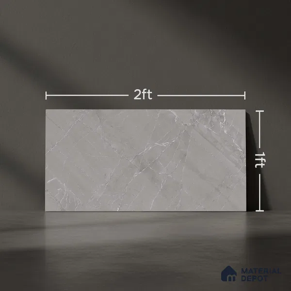 Grey Marble Wall Tile TL 06964 2 ft x 1 ft Ceramic Carving Matte Finish - 9 mm | Suitable for Living Room, Bedroom, Bathroom