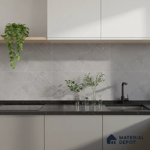 Grey Marble Wall Tile TL 06964 2 ft x 1 ft Ceramic Carving Matte Finish - 9 mm | Suitable for Living Room, Bedroom, Bathroom