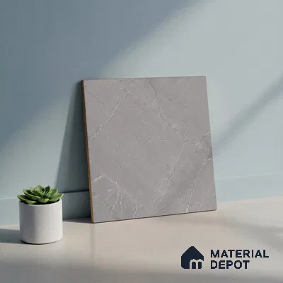 Grey Marble Floor Tile TL 06965   1 ft x 1 ft Ceramic Carving Matte Finish - 9 mm | Suitable for Living Room, Bedroom, Bathroom