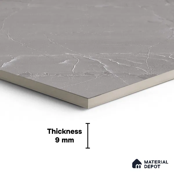 Grey Marble Floor Tile TL 06965 1 ft x 1 ft Ceramic Carving Matte Finish - 9 mm | Suitable for Living Room, Bedroom, Bathroom