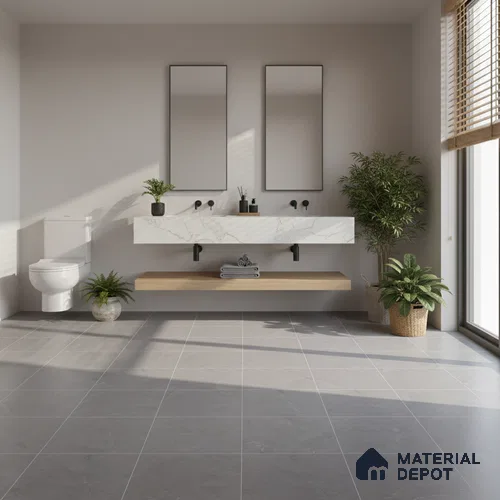 Grey Marble Floor Tile TL 06965 1 ft x 1 ft Ceramic Carving Matte Finish - 9 mm | Suitable for Living Room, Bedroom, Bathroom