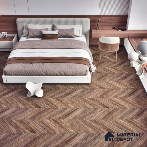 Brown Wood Floor Tile TL 06966   2 ft x 4 ft Vitrified Carving Matte Finish - 9 mm | Suitable for Living Room, Bedroom, Bathroom