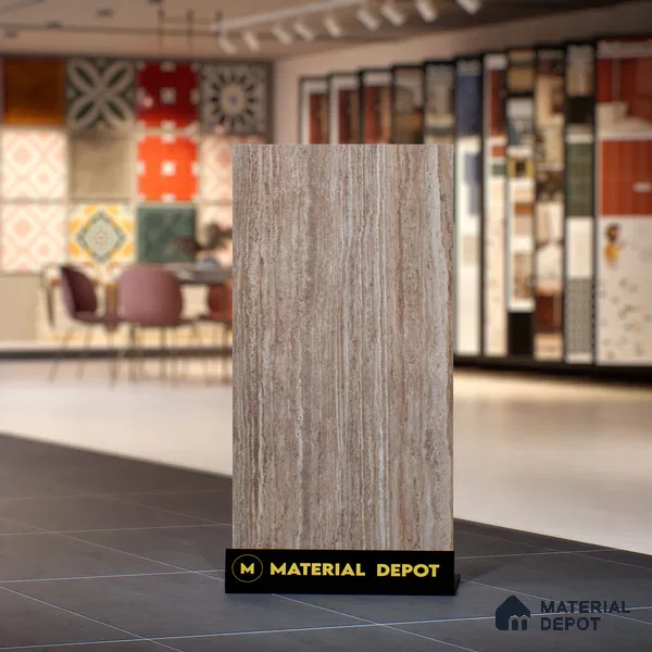Stone Brown Marble Floor & Wall Tile TL 06967 Prestige 2 ft x 4 ft Vitrified Carving Matte Finish - 9 mm | 6 Random Design | Suitable for Living Room, Bathroom & Office