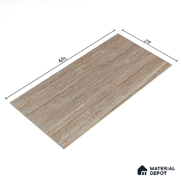 Stone Brown Marble Floor & Wall Tile TL 06967 Prestige 2 ft x 4 ft Vitrified Carving Matte Finish - 9 mm | 6 Random Design | Suitable for Living Room, Bathroom & Office