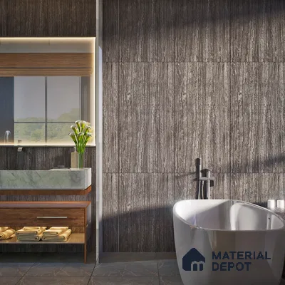 Stone Brown Marble Wall Tile TL 06970 Prestige 2 ft x 4 ft Vitrified Carving Matte Finish - 9 mm | 6 Random Design | Suitable for Living Room, Bathroom & Office