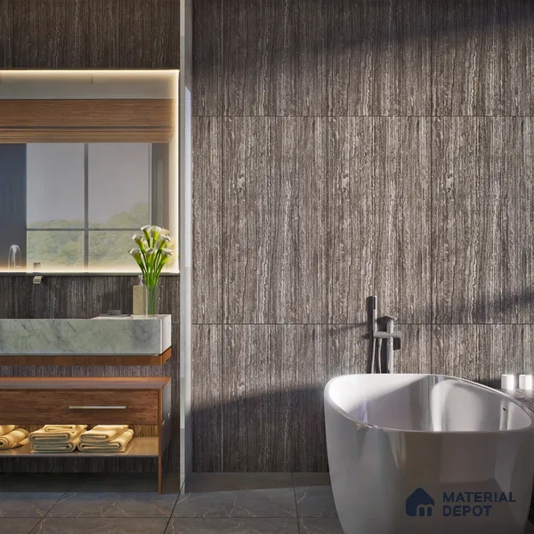 Stone Brown Marble Wall Tile TL 06970 Prestige 2 ft x 4 ft Vitrified Carving Matte Finish - 9 mm | 6 Random Design | Suitable for Living Room, Bathroom & Office