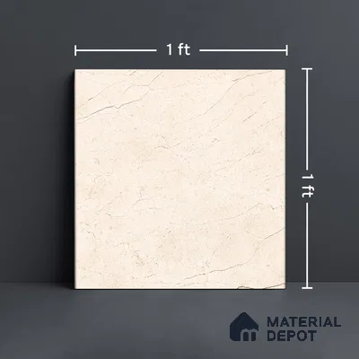 Beige Marble Floor Tile TL 06971   1 ft x 1 ft Ceramic Carving Matte Finish - 9 mm | Suitable for Living Room, Bedroom, Bathroom