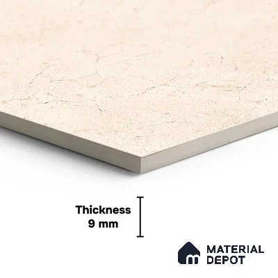 Beige Marble Floor Tile TL 06971   1 ft x 1 ft Ceramic Carving Matte Finish - 9 mm | Suitable for Living Room, Bedroom, Bathroom