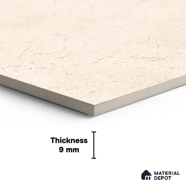 Beige Marble Floor Tile TL 06971   1 ft x 1 ft Ceramic Carving Matte Finish - 9 mm | Suitable for Living Room, Bedroom, Bathroom