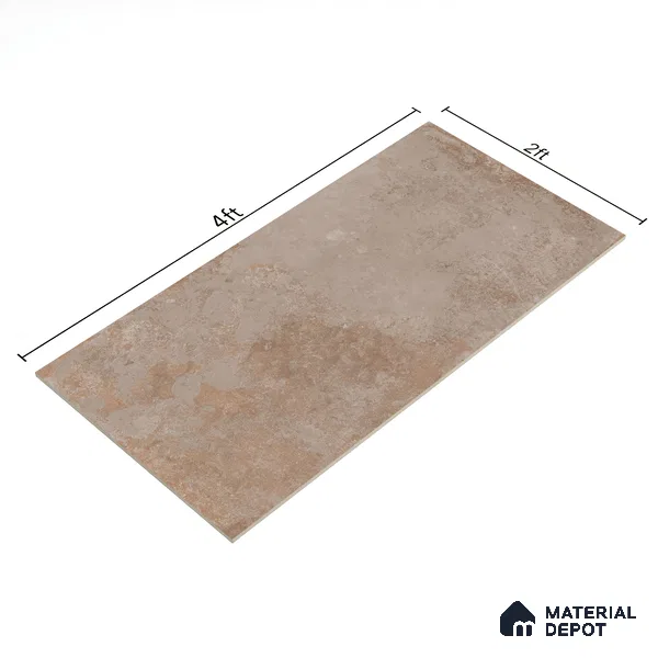 Brown Stone Floor & Wall Tile TL 06972 Prestige Arfine Clay 2 ft x 4 ft Vitrified Carving Matte Finish - 9 mm | 8 Random Design | Suitable for Living Room, Bedroom, Bathroom