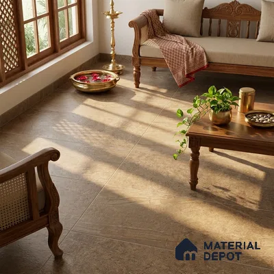 Brown Stone Floor & Wall Tile TL 06972 Prestige Arfine Clay 2 ft x 4 ft Vitrified Carving Matte Finish - 9 mm | 8 Random Design | Suitable for Living Room, Bedroom, Bathroom