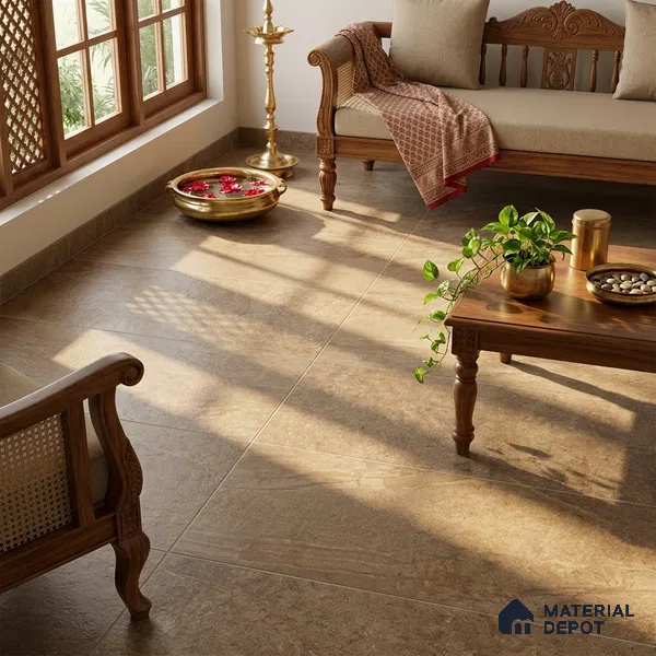 Brown Stone Floor & Wall Tile TL 06972 Prestige Arfine Clay 2 ft x 4 ft Vitrified Carving Matte Finish - 9 mm | 8 Random Design | Suitable for Living Room, Bedroom, Bathroom