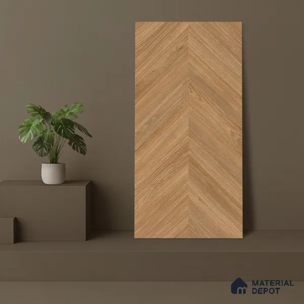 Brown Wood Floor Tile TL 06977   2 ft x 4 ft Vitrified Carving Matte Finish - 9 mm | Suitable for Living Room, Bedroom, Bathroom