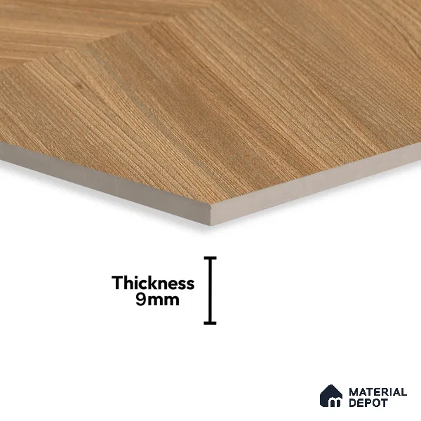 Brown Wood Floor Tile TL 06977   2 ft x 4 ft Vitrified Carving Matte Finish - 9 mm | Suitable for Living Room, Bedroom, Bathroom