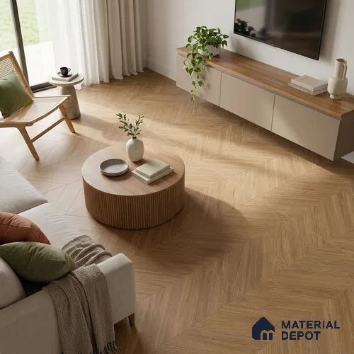 Brown Wood Floor Tile TL 06977 2 ft x 4 ft Vitrified Carving Matte Finish - 9 mm | Suitable for Living Room, Bedroom, Bathroom