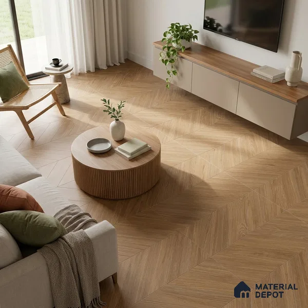 Brown Wood Floor Tile TL 06977   2 ft x 4 ft Vitrified Carving Matte Finish - 9 mm | Suitable for Living Room, Bedroom, Bathroom