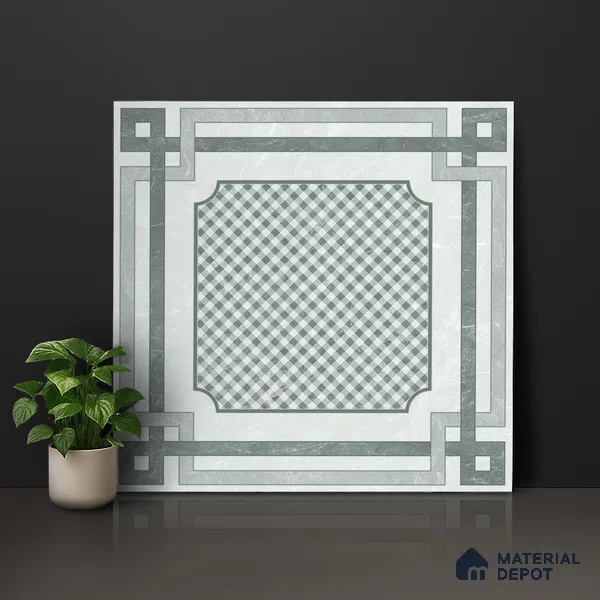 Grey Moroccan Wall & Floor Tile TL 06979 2 ft x 2 ft Vitrified Carving Matte Finish - 9 mm | Suitable For Kitchen, Bedroom, Dining Area | Please Expect a Slight Variation of Pattern