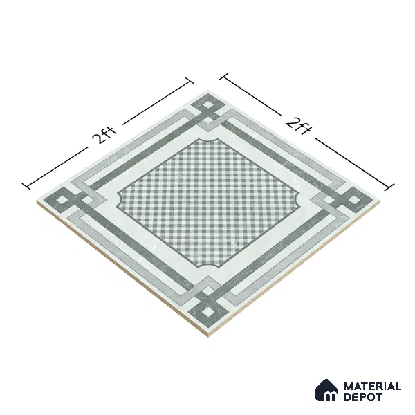 Grey Moroccan Wall & Floor Tile TL 06979 2 ft x 2 ft Vitrified Carving Matte Finish - 9 mm | Suitable For Kitchen, Bedroom, Dining Area | Please Expect a Slight Variation of Pattern