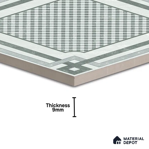 Grey Moroccan Wall & Floor Tile TL 06979 2 ft x 2 ft Vitrified Carving Matte Finish - 9 mm | Suitable For Kitchen, Bedroom, Dining Area | Please Expect a Slight Variation of Pattern