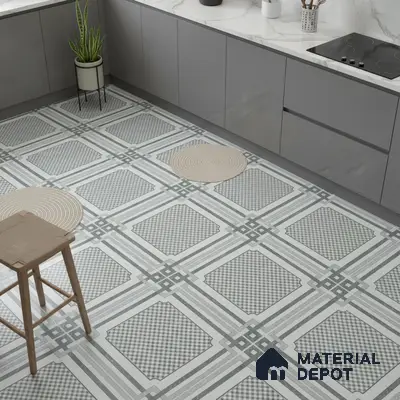 Grey Moroccan Wall & Floor Tile TL 06979 2 ft x 2 ft Vitrified Carving Matte Finish - 9 mm | Suitable for Living Room, Bedroom, Bathroom | Please Expect a Slight Variation of Pattern