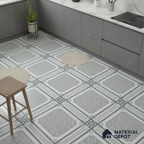 Grey Moroccan Wall & Floor Tile TL 06979 2 ft x 2 ft Vitrified Carving Matte Finish - 9 mm | Suitable For Kitchen, Bedroom, Dining Area | Please Expect a Slight Variation of Pattern