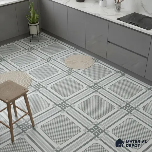 Grey Moroccan Wall & Floor Tile TL 06979 2 ft x 2 ft Vitrified Carving Matte Finish - 9 mm | Suitable for Living Room, Bedroom, Bathroom | Please Expect a Slight Variation of Pattern