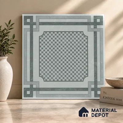 Grey Moroccan Wall & Floor Tile TL 06979 2 ft x 2 ft Vitrified Carving Matte Finish - 9 mm | Suitable For Kitchen, Bedroom, Dining Area | Please Expect a Slight Variation of Pattern