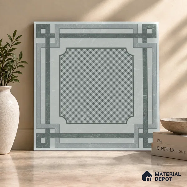 Grey Moroccan Wall & Floor Tile TL 06979 2 ft x 2 ft Vitrified Carving Matte Finish - 9 mm | Suitable For Kitchen, Bedroom, Dining Area | Please Expect a Slight Variation of Pattern