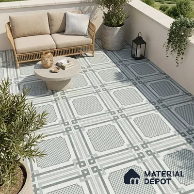 Grey Moroccan Wall & Floor Tile TL 06979 2 ft x 2 ft Vitrified Carving Matte Finish - 9 mm | Suitable For Kitchen, Bedroom, Dining Area | Please Expect a Slight Variation of Pattern
