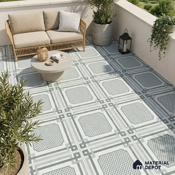 Grey Moroccan Wall & Floor Tile TL 06979 2 ft x 2 ft Vitrified Carving Matte Finish - 9 mm | Suitable For Kitchen, Bedroom, Dining Area | Please Expect a Slight Variation of Pattern