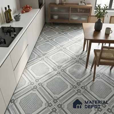 Grey Moroccan Wall & Floor Tile TL 06979 2 ft x 2 ft Vitrified Carving Matte Finish - 9 mm | Suitable For Kitchen, Bedroom, Dining Area | Please Expect a Slight Variation of Pattern