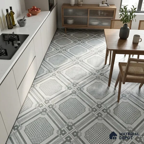 Grey Moroccan Wall & Floor Tile TL 06979 2 ft x 2 ft Vitrified Carving Matte Finish - 9 mm | Suitable For Kitchen, Bedroom, Dining Area | Please Expect a Slight Variation of Pattern