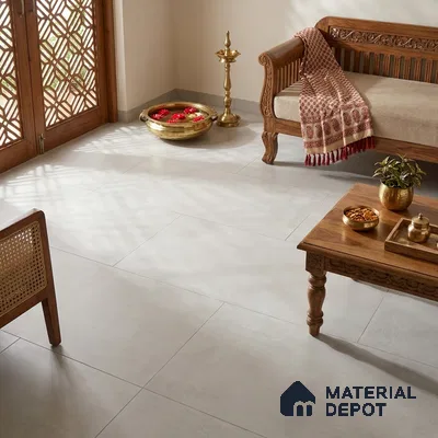 Cement Wall & Floor Tile TL 06980 Dove Grey 4 ft x 2 ft Matte Finish Vitrified Tile - 9 mm | 6 Random Design | Suitable For Living Room, Hall, Bedroom