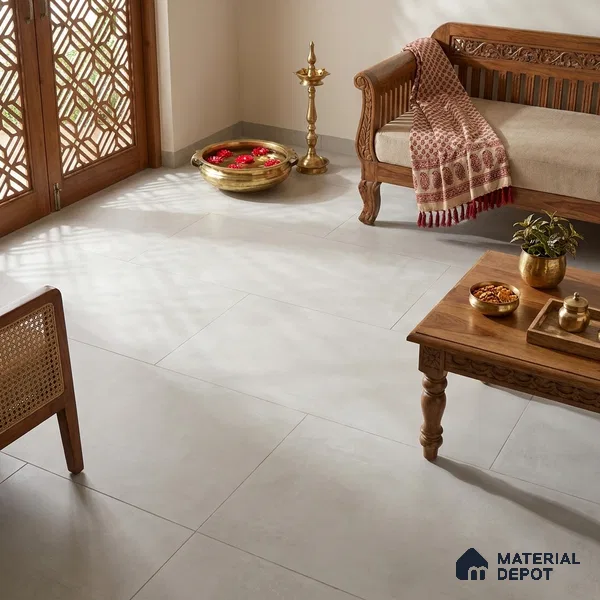 Cement Wall & Floor Tile TL 06980 Dove Grey 4 ft x 2 ft Matte Finish Vitrified Tile - 9 mm | 6 Random Design | Suitable For Living Room, Hall, Bedroom