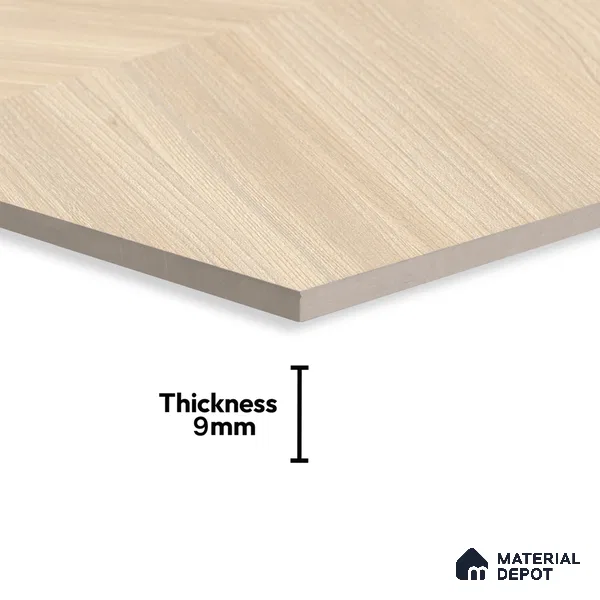 Beige Wood Floor Tile TL 06987 2 ft x 4 ft Vitrified Carving Matte Finish - 9 mm | Suitable for Living Room, Bedroom, Bathroom