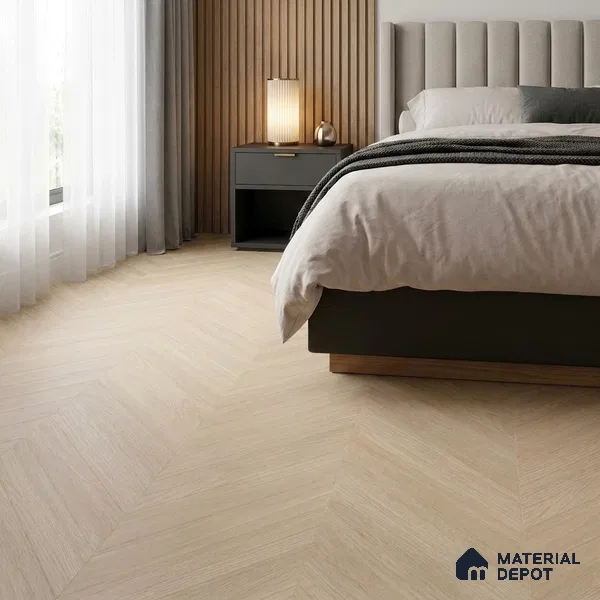 Beige Wood Floor Tile TL 06987 2 ft x 4 ft Vitrified Carving Matte Finish - 9 mm | Suitable for Living Room, Bedroom, Bathroom