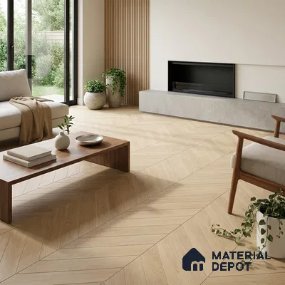 Beige Wood Floor Tile TL 06987   2 ft x 4 ft Vitrified Carving Matte Finish - 9 mm | Suitable for Living Room, Bedroom, Bathroom