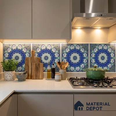Moroccan Wall & Floor Tile TL 06993   2 ft x 2 ft Vitrified Carving Matte Finish - 9 mm | Suitable For Kitchen, Accent/Feature Wall, Dining Area | Please Expect a Slight Variation of Pattern