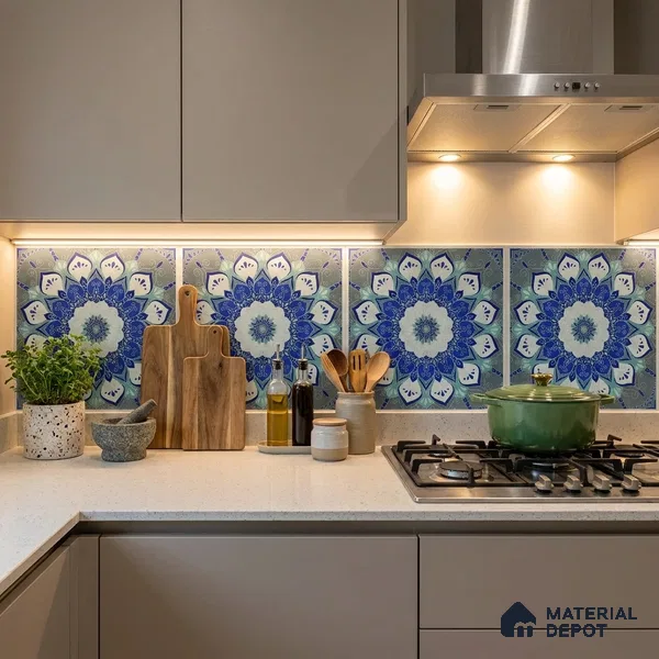 Moroccan Wall & Floor Tile TL 06993   2 ft x 2 ft Vitrified Carving Matte Finish - 9 mm | Suitable For Kitchen, Accent/Feature Wall, Dining Area | Please Expect a Slight Variation of Pattern
