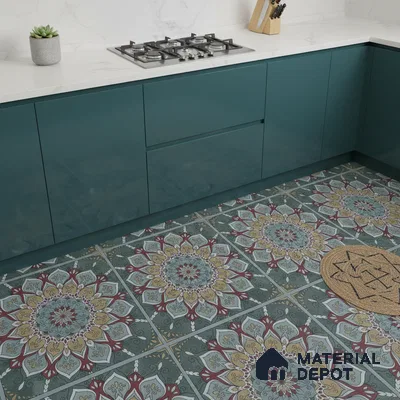 Moroccan Wall & Floor Tile TL 06994   2 ft x 2 ft Vitrified Carving Matte Finish - 9 mm | Suitable for Living Room, Bedroom, Bathroom | Please Expect a Slight Variation of Pattern