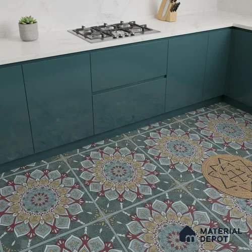 Moroccan Wall & Floor Tile TL 06994   2 ft x 2 ft Vitrified Carving Matte Finish - 9 mm | Suitable For Kitchen, Accent/Feature Wall, Dining Area | Please Expect a Slight Variation of Pattern