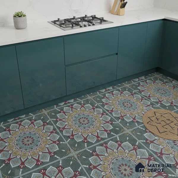 Moroccan Wall & Floor Tile TL 06994   2 ft x 2 ft Vitrified Carving Matte Finish - 9 mm | Suitable for Living Room, Bedroom, Bathroom | Please Expect a Slight Variation of Pattern