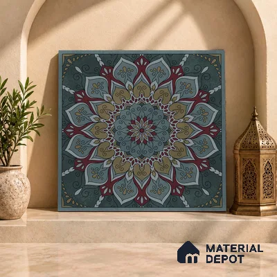 Moroccan Wall & Floor Tile TL 06994   2 ft x 2 ft Vitrified Carving Matte Finish - 9 mm | Suitable For Kitchen, Accent/Feature Wall, Dining Area | Please Expect a Slight Variation of Pattern