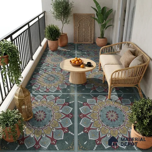 Moroccan Wall & Floor Tile TL 06994 2 ft x 2 ft Vitrified Carving Matte Finish - 9 mm | Suitable For Kitchen, Accent/Feature Wall, Dining Area | Please Expect a Slight Variation of Pattern