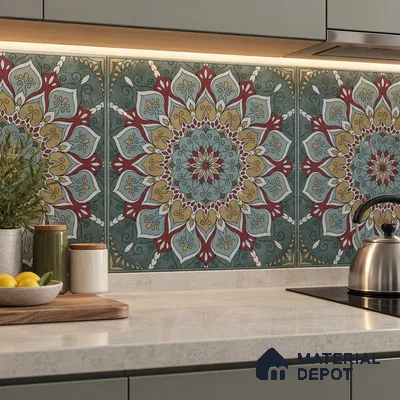 Moroccan Wall & Floor Tile TL 06994   2 ft x 2 ft Vitrified Carving Matte Finish - 9 mm | Suitable For Kitchen, Accent/Feature Wall, Dining Area | Please Expect a Slight Variation of Pattern